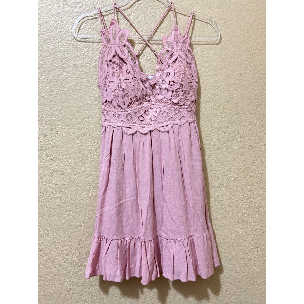 Francescas Medium Mauve Pink Lace Dress Boho Ruffle Princess Fairy Whimsigoth